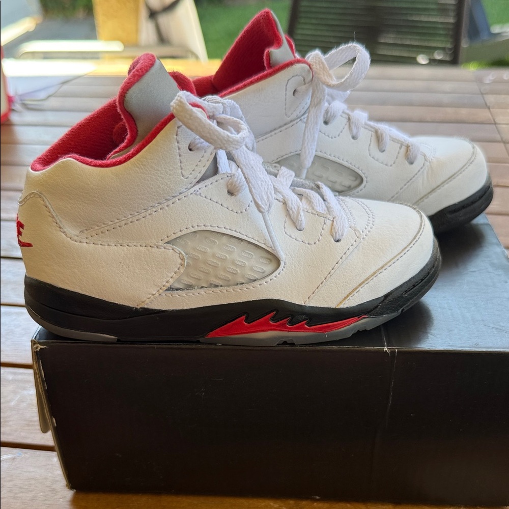 Kids White and Red Sneakers